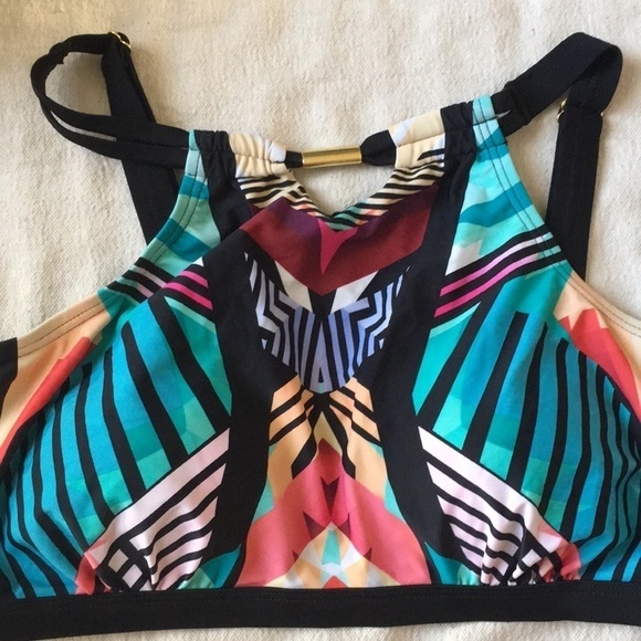 Ashley Stewart Tribal Print Halter Swim Top - Picture 4 of 8